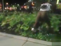Black mama exposes her big tits on the street