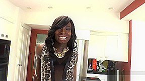 Black trans-girl jerking her monster cock