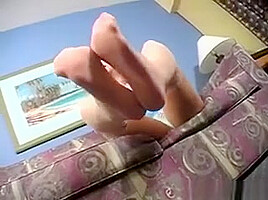Blonde Chick Teasing Her Feet Close Up