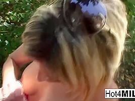 Blonde Milf Has A Threesome At The Park