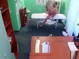 Blonde Nathaly gets licked and railed by corrupt doctor