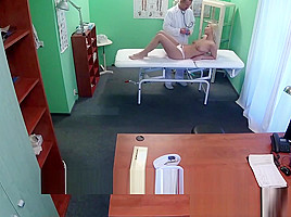 Blonde Nathaly gets licked and railed by corrupt doctor