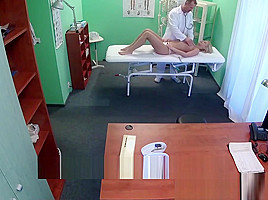 Blonde Nathaly gets licked and railed by corrupt doctor