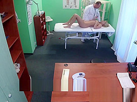 Blonde Nathaly gets licked and railed by corrupt doctor