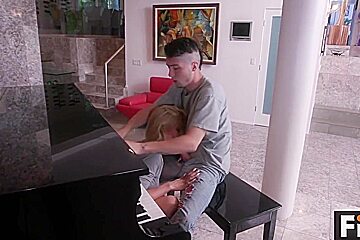 Blonde Stepmom Interrupts His Piano Play