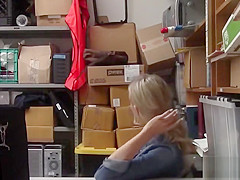 Blonde shoplifter sucking doggy style big cock