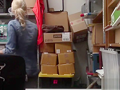 Blonde shoplifter sucking doggy style big cock