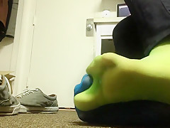 Blue and Green Mismatched Sheer Socks