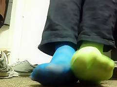 Blue and Green Mismatched Sheer Socks