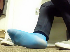 Blue and Green Mismatched Sheer Socks