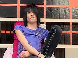 Brandon White wastes no time enjoying his emo cock