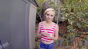 Broke Blonde On Dark Cock Outdoors For Money