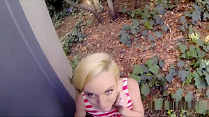 Broke Blonde On Dark Cock Outdoors For Money