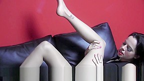 Brunette Teasing Her Nylon Pantyhose Legs And Feet