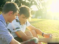 Brunette twink anal sex and cumshot