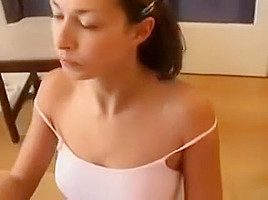 Brunette with nice puffy nipples goes wild!