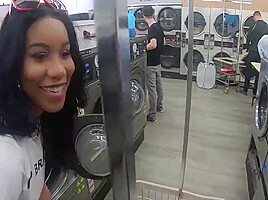 Bubble Butt Ebony Babe Fucks At The Laundromat With Jenna Foxx