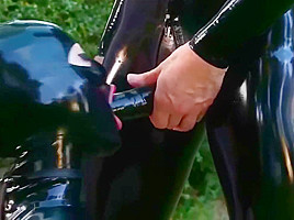 Busty Angelina Jolie tied to a tree and fucked hard