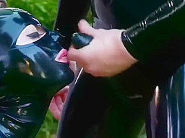 Busty Angelina Jolie tied to a tree and fucked hard
