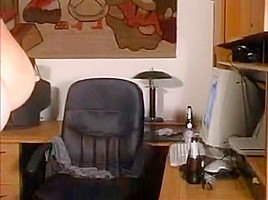 Busty Celeste Smoking and Playing at her desk