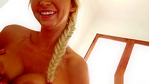 Busty beauty edging cock and titfucking POV