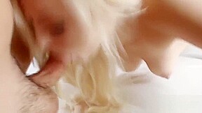 Busty blonde amateur gags on cock at casting