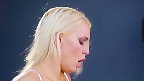 Busty blonde doggystyled by step dad on couch