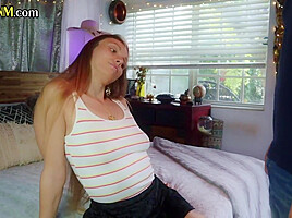 CFNM amateur BJ femdom GF deepthroats BFs cock at home