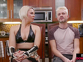 CFNM latex femina fucks sub asshole with strapon in BDSM