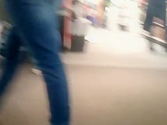 Candid tight ass teen 18+ in red leather pants!