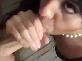 Cd shemale worships bit white veiny cock sucks every drop