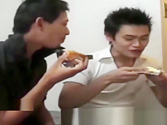 Classic Asian young gay blows cock before riding vigorously