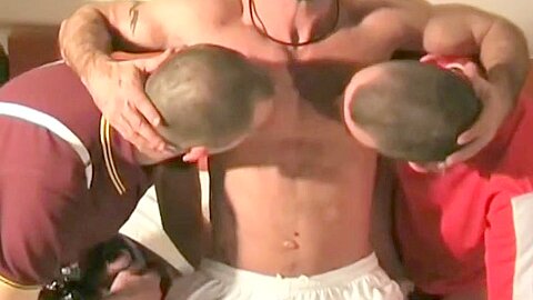 Cocksucking jocks breeded by hunky euro in threeway