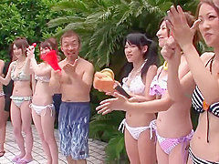 Crazy Japanese pool party with lots of naughty girls