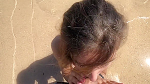 Cumshot in her mouth by the sea  Kaya Way