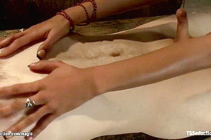 Curly Blond Ebony Ts Fucks Bound Man