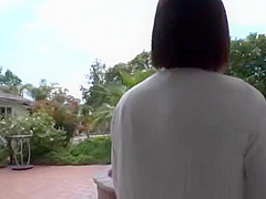 Cute Sakura Kizuna gets her shaved twat drilled hard outdoors