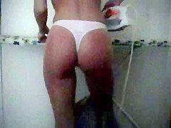 Cute girl ironing - nice ass