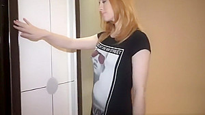 Cute girl prepares her pussy before romantic endeavor