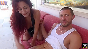 Dana Santo gives a blowjob on break from the set