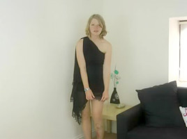 Dirty blond showing off her new stockings