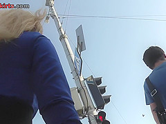 Dirty upskirt porn with a skinny blonde bombshell