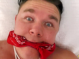 Dominant bear Kaleb DeWulf torments and spanks Leo Blue