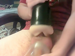 Double fleshlight blowjob with cum fountain finish