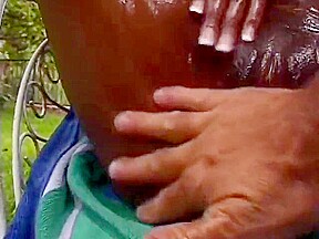 Ebony Babe And Black Stud Have Slippery Fuck Session