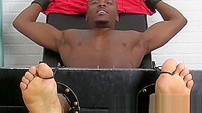 Ebony jock Phoenix bound and tickled in freaky threesome