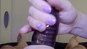 Edging his cock with sleeve