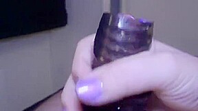 Edging his cock with sleeve