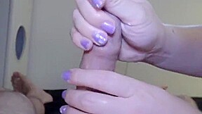 Edging his cock with sleeve