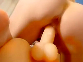 Elegant busty James with glasses plays with sex-toys ALIVEGIRL